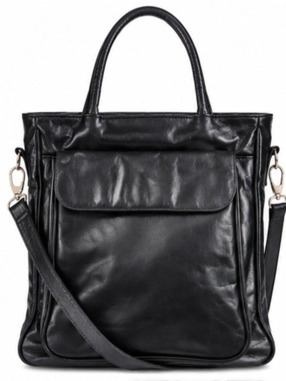 VINTAGE Latico USA Black Leather Convertible Tote